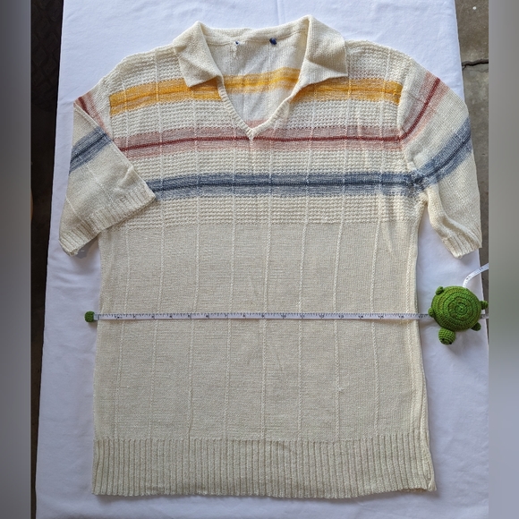 vintage knit shirt sleeved top - Picture 3 of 6